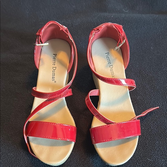 Pierre Dumas Red Strappy Sandals Size 7 - Picture 1 of 6